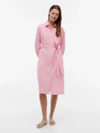 Robe chemise midi à rayures et motif floral intégral Robe chemise midi à rayures et motif floral intégral