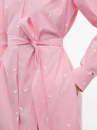 Robe chemise midi à rayures et motif floral intégral Robe chemise midi à rayures et motif floral intégral