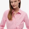 Robe chemise midi à rayures et motif floral intégral Robe chemise midi à rayures et motif floral intégral