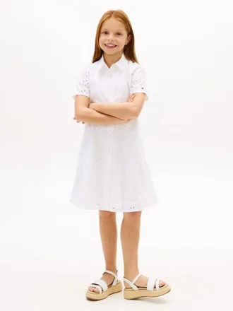 Robe chemise à œillets brodée pour enfant