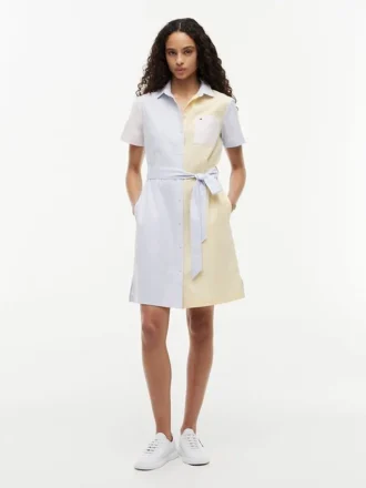 Robe chemise Oxford à rayures multiples