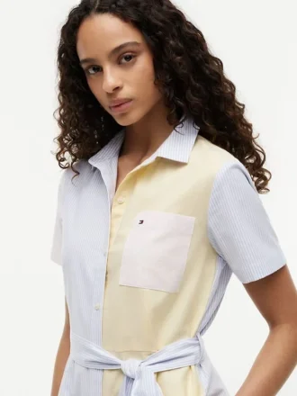 Robe chemise Oxford à rayures multiples