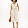 Robe-chemise rayée en lin et coton