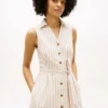 Robe-chemise rayée en lin et coton