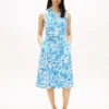 Robe chemise sans manches à ceinture en mélange de lin Robe chemise sans manches à ceinture en mélange de lin