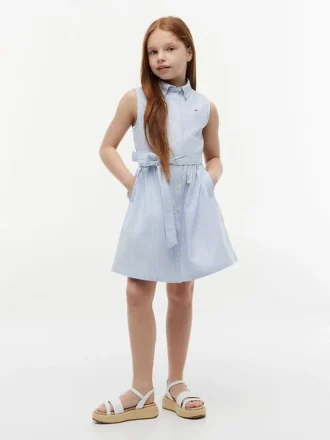 Robe chemise sans manches à ceinture pour enfant