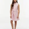 Robe chemise sans manches à ceinture pour enfant Robe chemise sans manches à ceinture pour enfant