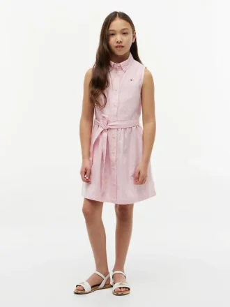 Robe chemise sans manches à ceinture pour enfant