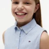 Robe chemise sans manches à ceinture pour enfant Robe chemise sans manches à ceinture pour enfant