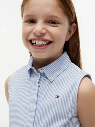 Robe chemise sans manches à ceinture pour enfant