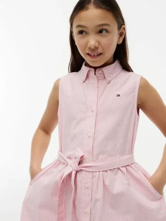 Robe chemise sans manches à ceinture pour enfant