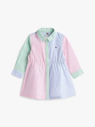 Robe-chemise stretch à rayures mélangées pour bébés