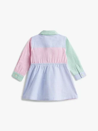 Robe-chemise stretch à rayures mélangées pour bébés