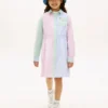 Robe-chemise stretch à rayures mélangées pour enfant Robe-chemise stretch à rayures mélangées pour enfant