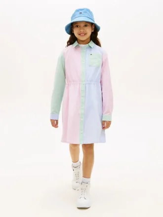 Robe-chemise stretch à rayures mélangées pour enfant