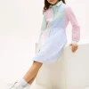 Robe-chemise stretch à rayures mélangées pour enfant Robe-chemise stretch à rayures mélangées pour enfant