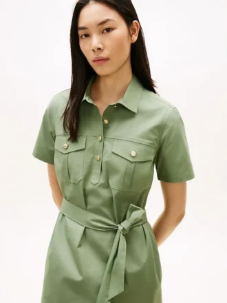 Robe chemise utilitaire à manches courtes et ceinture