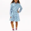 Robe chemise à volants en popeline rayée pour enfant Robe chemise à volants en popeline rayée pour enfant