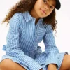 Robe chemise à volants en popeline rayée pour enfant Robe chemise à volants en popeline rayée pour enfant