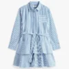 Robe chemise à volants en popeline rayée pour enfant Robe chemise à volants en popeline rayée pour enfant