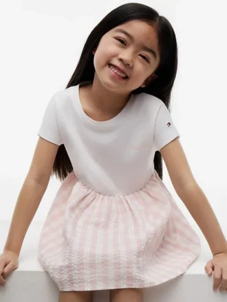 Robe combinée en seersucker vichy pour enfant