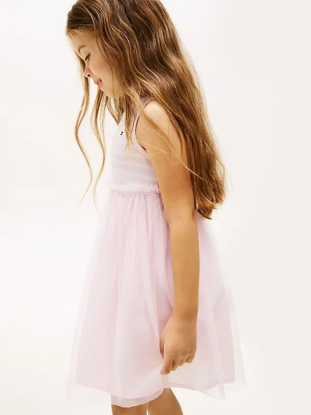 Robe combinée en tulle rayé pour enfant Robe combinée en tulle rayé pour enfant