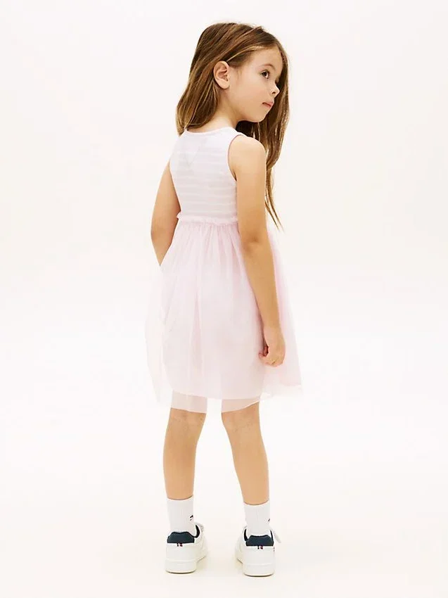Robe combinée en tulle rayé pour enfant Robe combinée en tulle rayé pour enfant