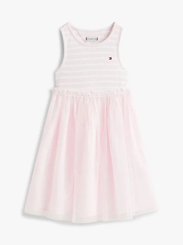 Robe combinée en tulle rayé pour enfant Robe combinée en tulle rayé pour enfant