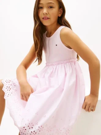 Robe combinée à œillets brodés pour enfant
