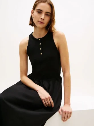 Robe débardeur en mélange de matières