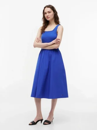 Robe débardeur midi en mélange de matières