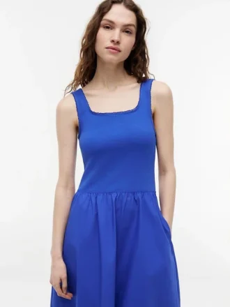 Robe débardeur midi en mélange de matières