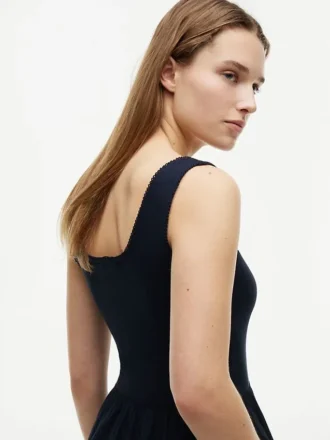 Robe débardeur midi en mélange de matières
