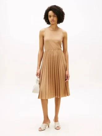 Robe débardeur plissée en mélange de matières