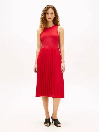Robe débardeur plissée en mélange de matières
