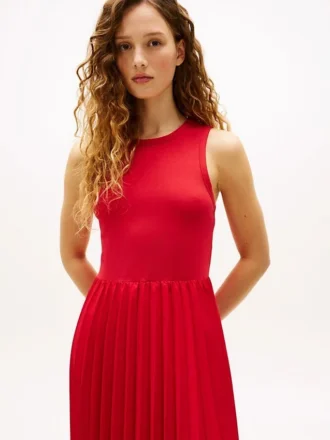 Robe débardeur plissée en mélange de matières