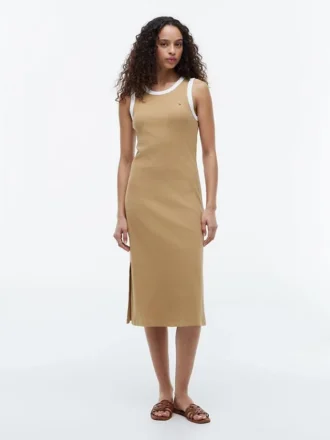 Robe débardeur à rayures en maille côtelée