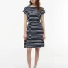 Robe en coton stretch à rayures et ceinture Robe en coton stretch à rayures et ceinture