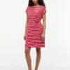 Robe en coton stretch à rayures et ceinture Robe en coton stretch à rayures et ceinture