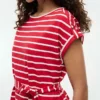 Robe en coton stretch à rayures et ceinture Robe en coton stretch à rayures et ceinture