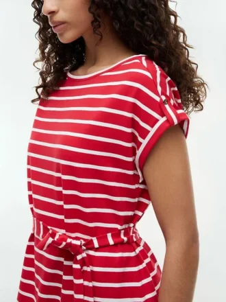 Robe en coton stretch à rayures et ceinture Robe en coton stretch à rayures et ceinture