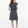 Robe en coton stretch à rayures et ceinture Robe en coton stretch à rayures et ceinture