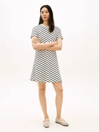 Robe en interlock à rayures en chevrons