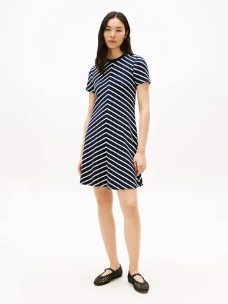 Robe en interlock à rayures en chevrons Robe en interlock à rayures en chevrons