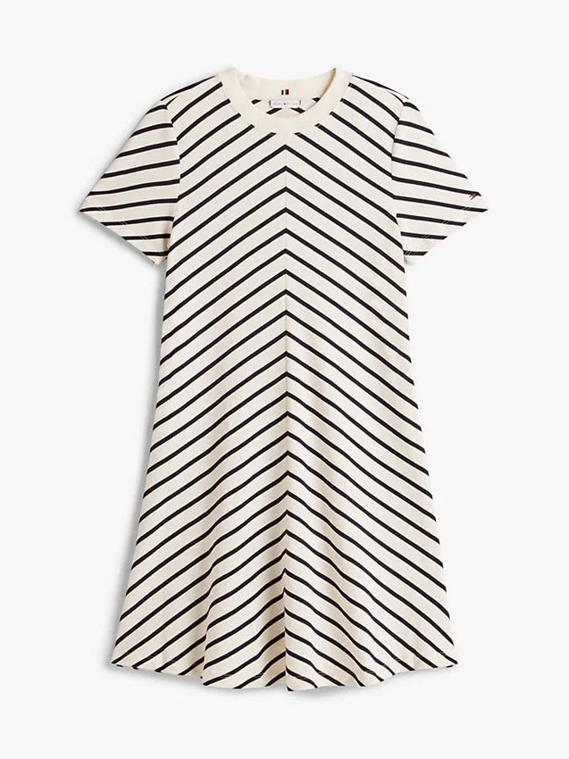 Robe en interlock à rayures en chevrons Robe en interlock à rayures en chevrons