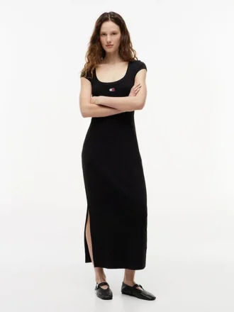 Robe longue en maille côtelée Tommy Jeans