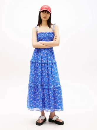 Robe longue en mousseline à volants Tommy Jeans