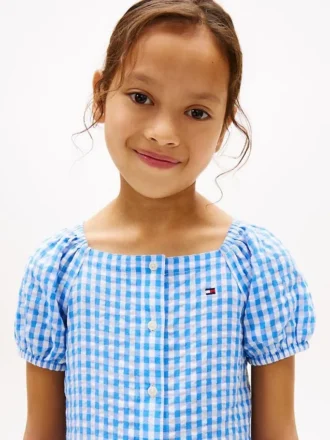 Robe à manches bouffantes en vichy pour enfant