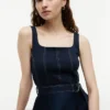 Robe midi à ceinture et coutures contrastées