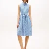 Robe midi en seersucker vichy avec ceinture Robe midi en seersucker vichy avec ceinture